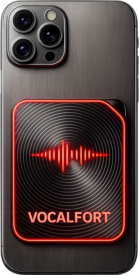 VocalFort Blade attached to iPhone